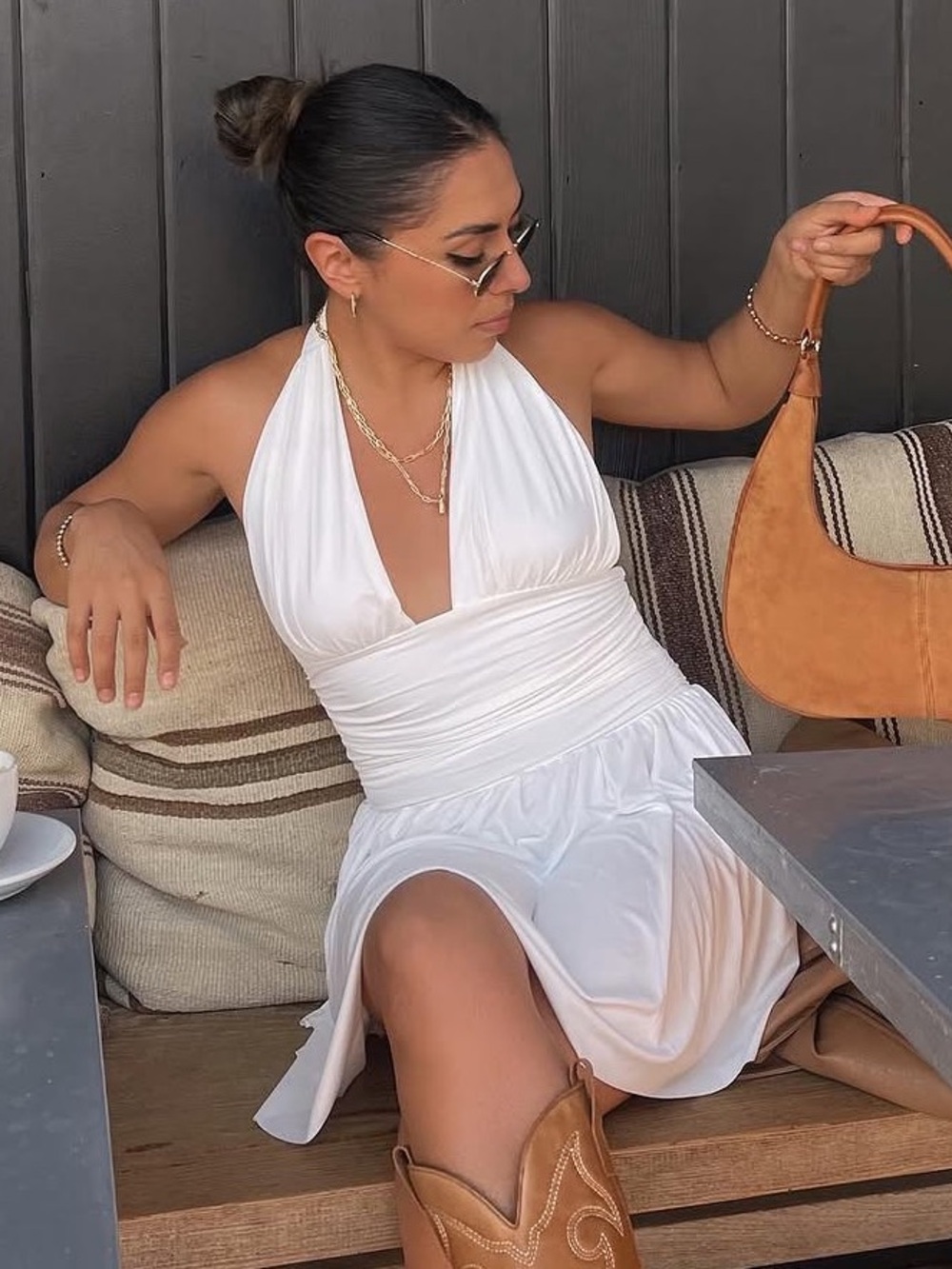 Edikted White Halter Mini Dress